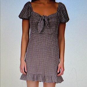 Sanctuary Black and White Ruffled Tie Front Mini Dress size XL  NWT